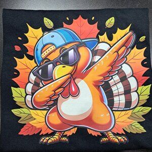Dabbing Turkey Tee (Youth Medium, Black, Gildan Heavy Cotton)